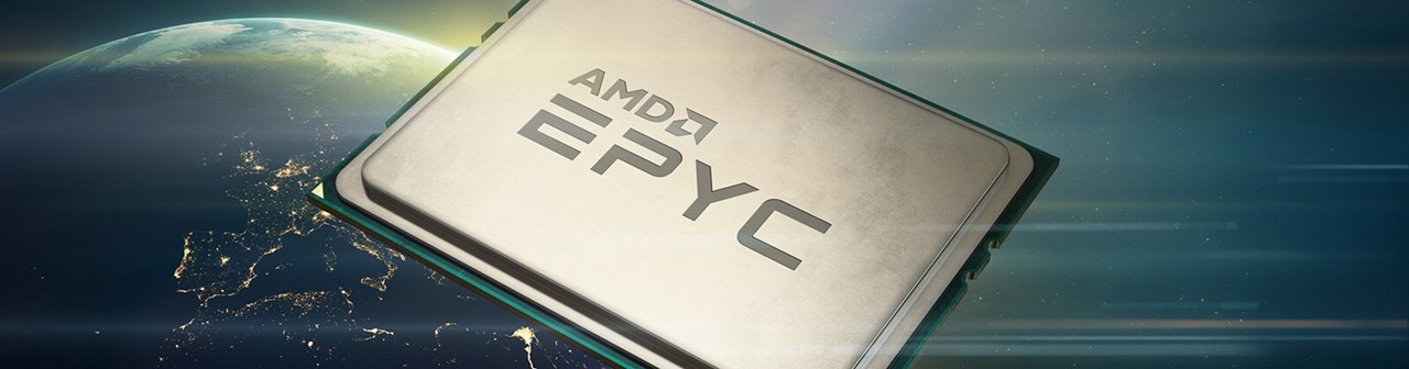 以地球為背景，置於太空的 amd epyc 處理器